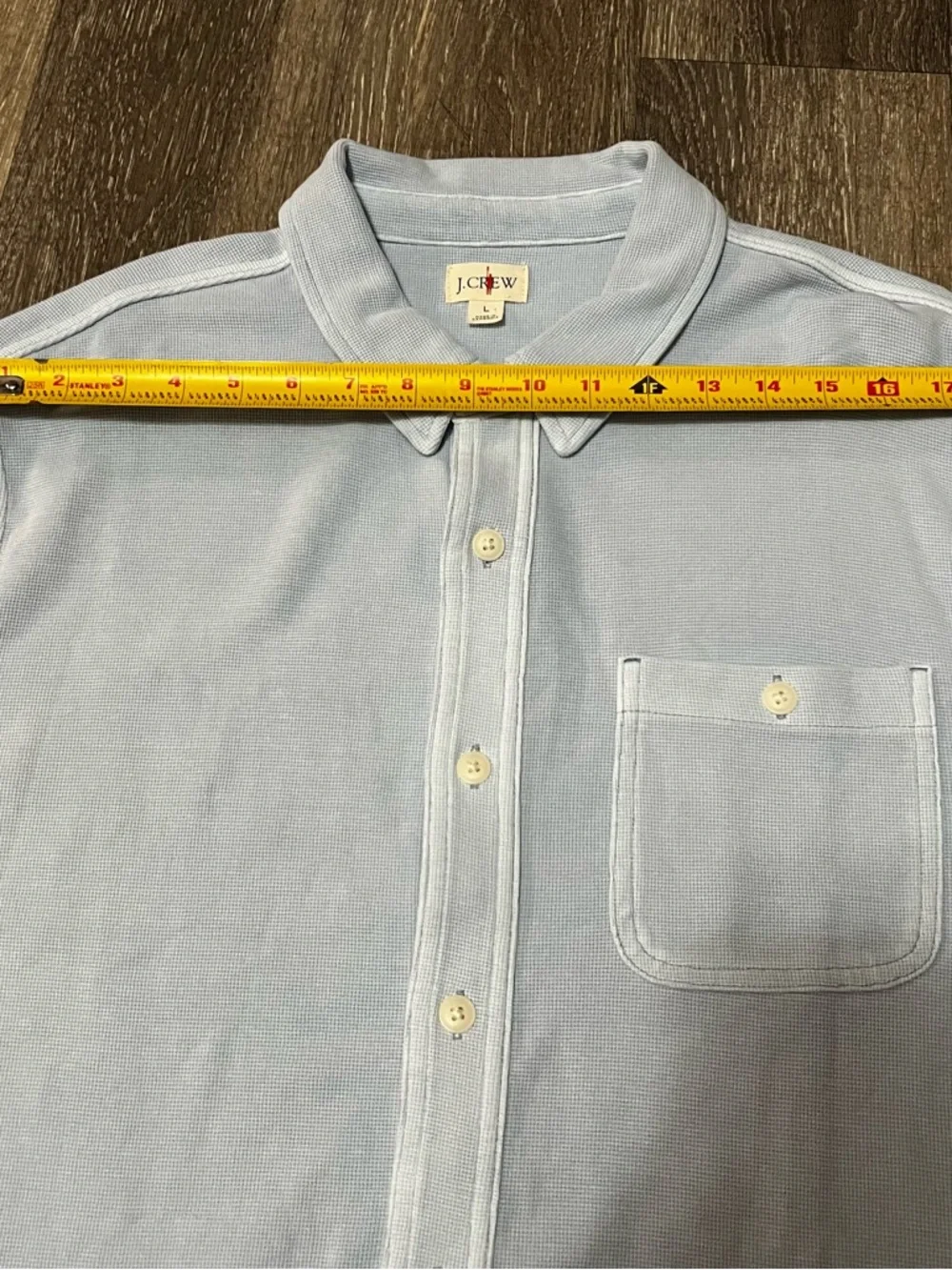 Vintage J.Crew Oarsman Waffle Knit Button Up Shirt Men Large Blue Featherweight